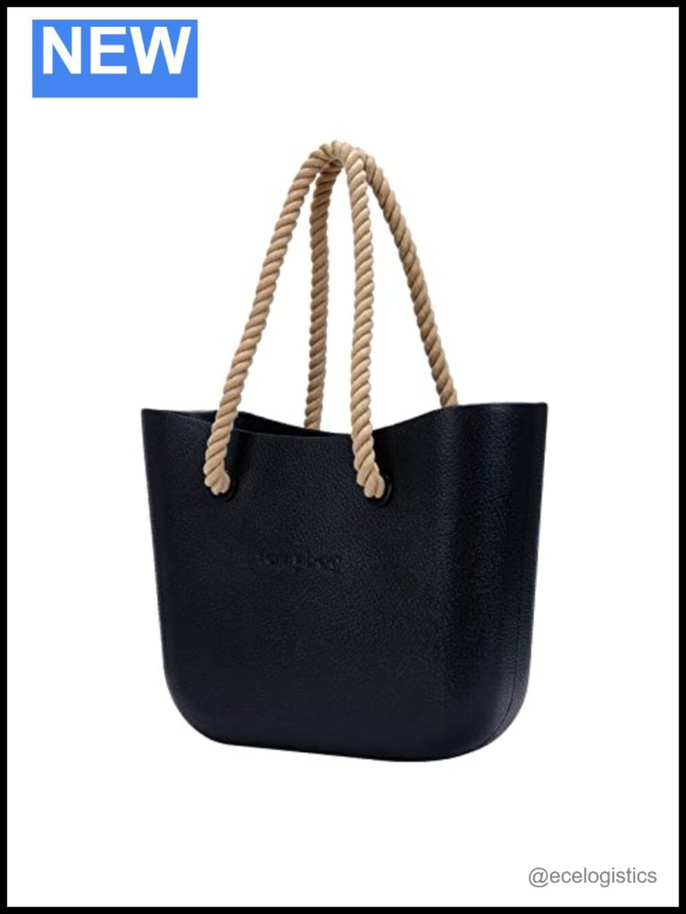 EVA Foam Rubber Tote Handbag with Rope Handles and Faux Leather Strap,